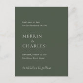 Stijlvolle Olijfgroene Fotobruiloft Save the Date Aankondigingskaart (Voorkant)