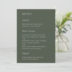 Stijlvolle Olijfgroene Moderne Trouwdag Menu
