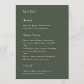 Stijlvolle Olijfgroene Moderne Trouwdag Menu (Voorkant)