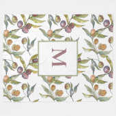 Stijlvolle olijftak Monogram Fleece Blanket Deken (Voorkant (Horizontaal))