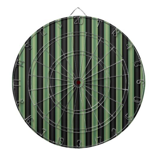 Stijlvolle  Olive Sage Groen Zwart 3D Gestreept Dartbord (Voorkant)