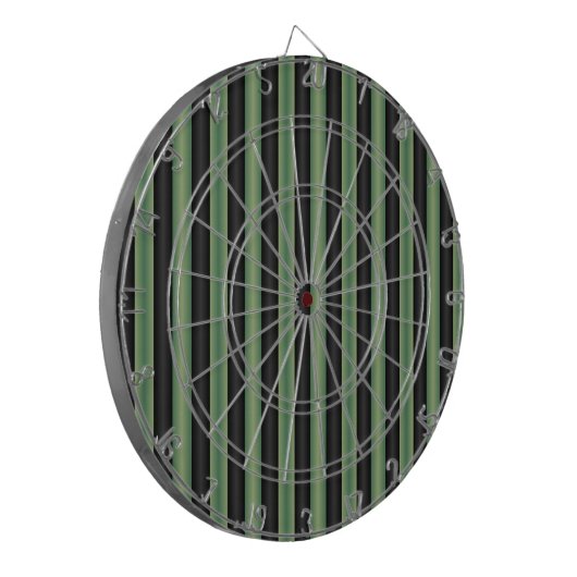 Stijlvolle  Olive Sage Groen Zwart 3D Gestreept Dartbord (Voorkant Links)