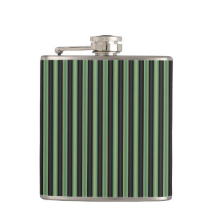 Stijlvolle  Olive Sage Groen Zwart 3D Gestreept Heupfles