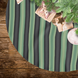 Stijlvolle  Olive Sage Groen Zwart 3D Gestreept Kerstboom Rok