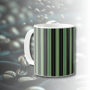 Stijlvolle  Olive Sage Groen Zwart 3D Gestreept Koffiemok