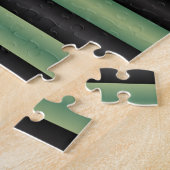 Stijlvolle  Olive Sage Groen Zwart 3D Gestreept Legpuzzel (Zijkant)
