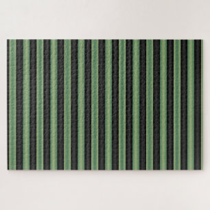 Stijlvolle  Olive Sage Groen Zwart 3D Gestreept Legpuzzel