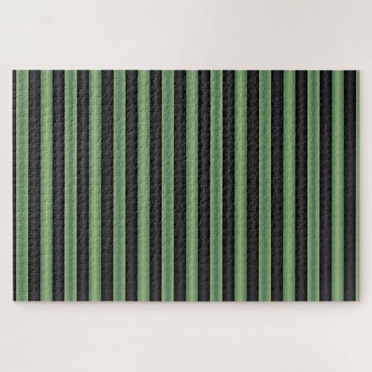 Stijlvolle  Olive Sage Groen Zwart 3D Gestreept Legpuzzel (Horizontaal)