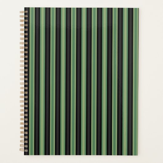 Stijlvolle  Olive Sage Groen Zwart 3D Gestreept Planner (Voorkant)
