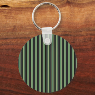Stijlvolle  Olive Sage Groen Zwart 3D Gestreept Sleutelhanger