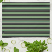 Stijlvolle Olive Sage Groen Zwart 3D Gestreept Theedoek (Gevouwen)