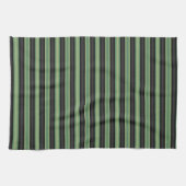 Stijlvolle Olive Sage Groen Zwart 3D Gestreept Theedoek (Horizontaal)