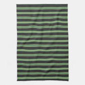 Stijlvolle Olive Sage Groen Zwart 3D Gestreept Theedoek (Verticaal)