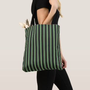 Stijlvolle Olive Sage Groen Zwart 3D Gestreept Tote Bag