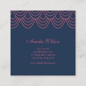 Stijlvolle Omtrek Roze en Blauw geometrisch patroo Vierkante Visitekaartje (Achterkant)