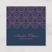 Stijlvolle Omtrek Roze en Blauw geometrisch patroo Vierkante Visitekaartje (Voorkant)