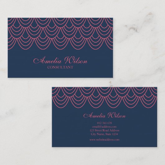 Stijlvolle Omtrek Roze en Blauw geometrisch patroo Visitekaartje (Voorkant / Achterkant)