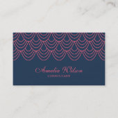 Stijlvolle Omtrek Roze en Blauw geometrisch patroo Visitekaartje (Voorkant)