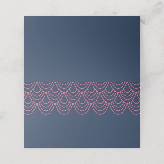Stijlvolle Omtrek Roze en Blauw Geometrisch Plaatskaartje (Buitenkant ongevouwen)