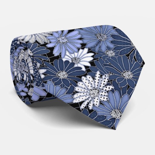 Stijlvolle, ongewone blauwe grijze poolawbloemen stropdas (Opgerold)