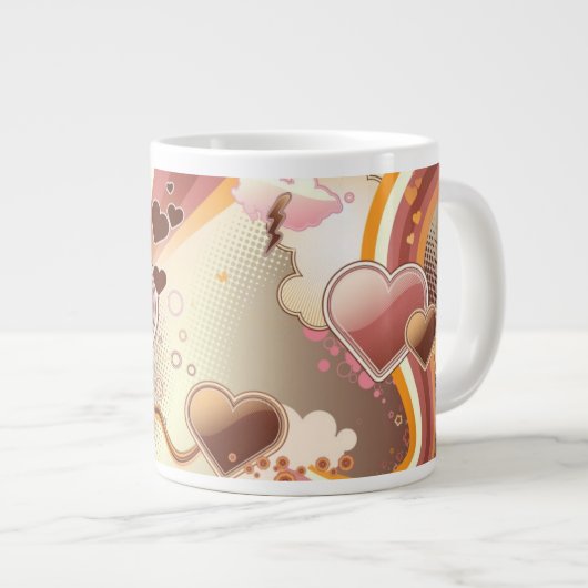 Stijlvolle ontwerpachtergrond grote koffiekop (Voorkant rechts)