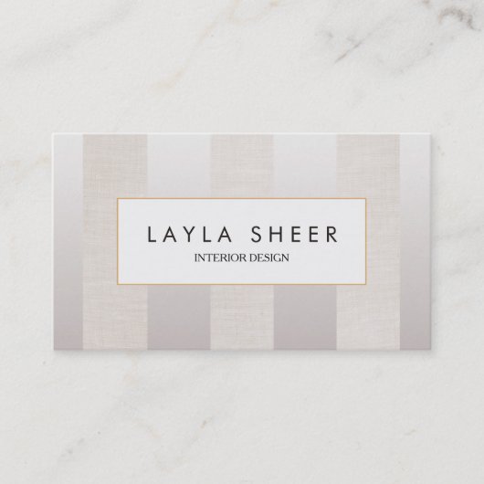 Stijlvolle ontwerper Faux Shimmer en Linen Stripes Visitekaartje (Voorkant)