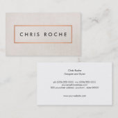 Stijlvolle ontwerper Lijst van koper Beige Linen K Visitekaartje (Voorkant / Achterkant)