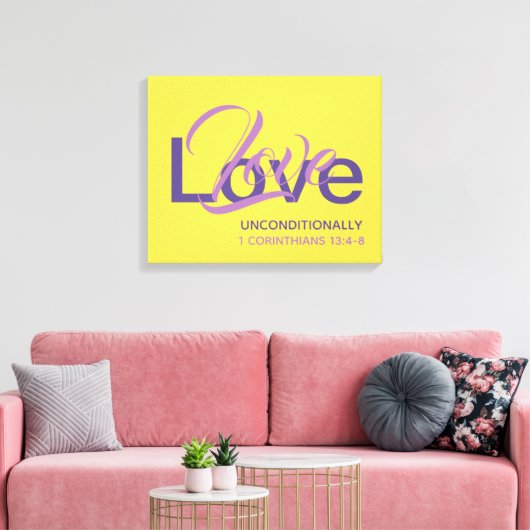 Stijlvolle, onvoorwaardelijke liefde Christelijk Canvas Afdruk (Insitu (Woonkamer))