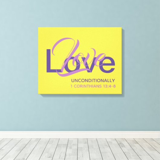 Stijlvolle, onvoorwaardelijke liefde Christelijk Canvas Afdruk (Insitu (Houten vloer))