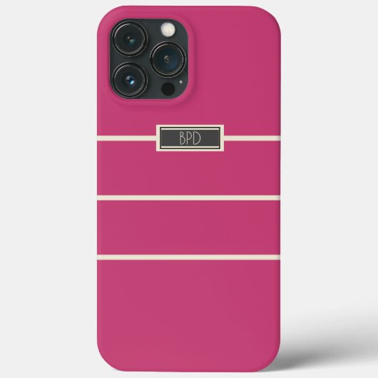 Stijlvolle op maat gemaakte donkerroze monogram Case-Mate iPhone case (Achterkant)