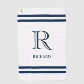 Stijlvolle, op maat gesneden witte monogram golfhanddoek (Voorkant)