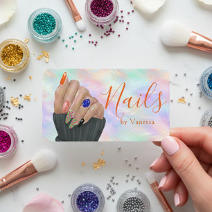 Stijlvolle Opal Iridescente Nagelkunst Manicurist Visitekaartje