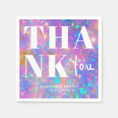 Stijlvolle Opal Stone Bold Dank u bruiloft Servet (Voorkant)