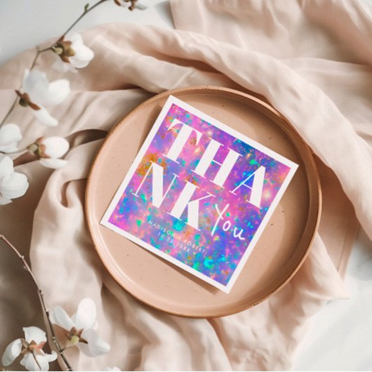 Stijlvolle Opal Stone Bold Dank u bruiloft Servet