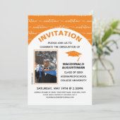 Stijlvolle Oranje Afstuderen foto Kaart (Staand voorkant)