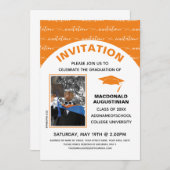 Stijlvolle Oranje Afstuderen foto Kaart (Voorkant / Achterkant)