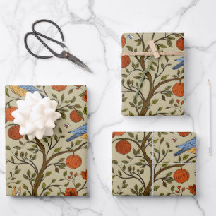 Stijlvolle oranje appels aan bruine bomen ontwerp inpakpapier vel