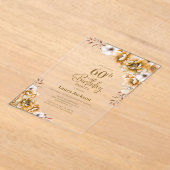 Stijlvolle Oranje Bloemen 60ste Verjaardagsfeest Acryl Uitnodigingen (Laagn)