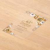 Stijlvolle Oranje Bloemen Verrassing 65e Verjaarda Acryl Uitnodigingen (Laagn)