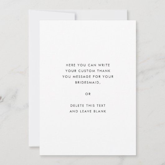 Stijlvolle Oranje bruidsmeisje dank u fotokaart Kaart (Achterkant)
