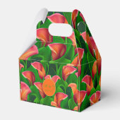 Stijlvolle Oranje Calla Lilies en groene chemicali Bedankdoosjes (Achterkant)