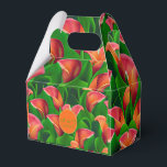 Stijlvolle Oranje Calla Lilies en groene chemicali Bedankdoosjes<br><div class="desc">Dit ontwerp is voorzien van levendige roze en oranje Calla Lilies en groene loof met aanpasbaar rond embleem met initialen en datum op de voor- en achterzijde. Zoek het hele collectie in ons Elegant Spring and Summer Collectie.</div>