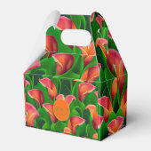 Stijlvolle Oranje Calla Lilies en groene chemicali Bedankdoosjes (Voorkant Zijde)