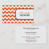 Stijlvolle Oranje Chevron-Visitekaartjes Visitekaartje (Voorkant / Achterkant)