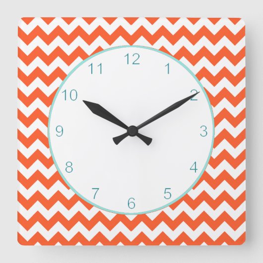Stijlvolle Oranje Chevron Wall klok (Voorkant)