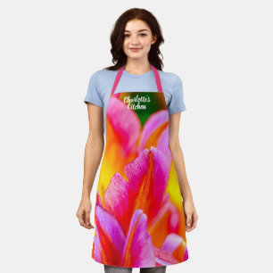 Stijlvolle Oranje en gele Tulp bloemen Schort