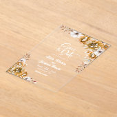 Stijlvolle Oranje Floral Wedding Save the Date Acryl Uitnodigingen (Laagn)