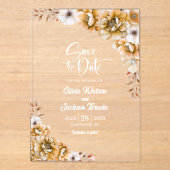 Stijlvolle Oranje Floral Wedding Save the Date Acryl Uitnodigingen (Voorkant)