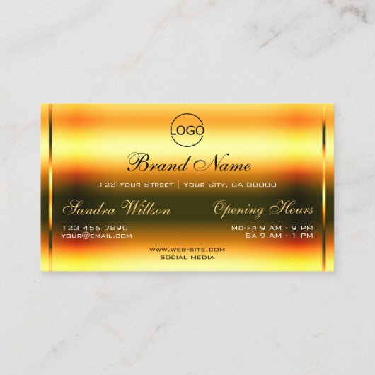 Stijlvolle Oranje Glitter Lichtgevende Sterren en  Visitekaartje (Achterkant)