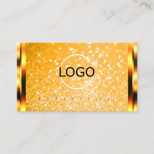 Stijlvolle Oranje Glitter Lichtgevende Sterren en  Visitekaartje (Voorkant)